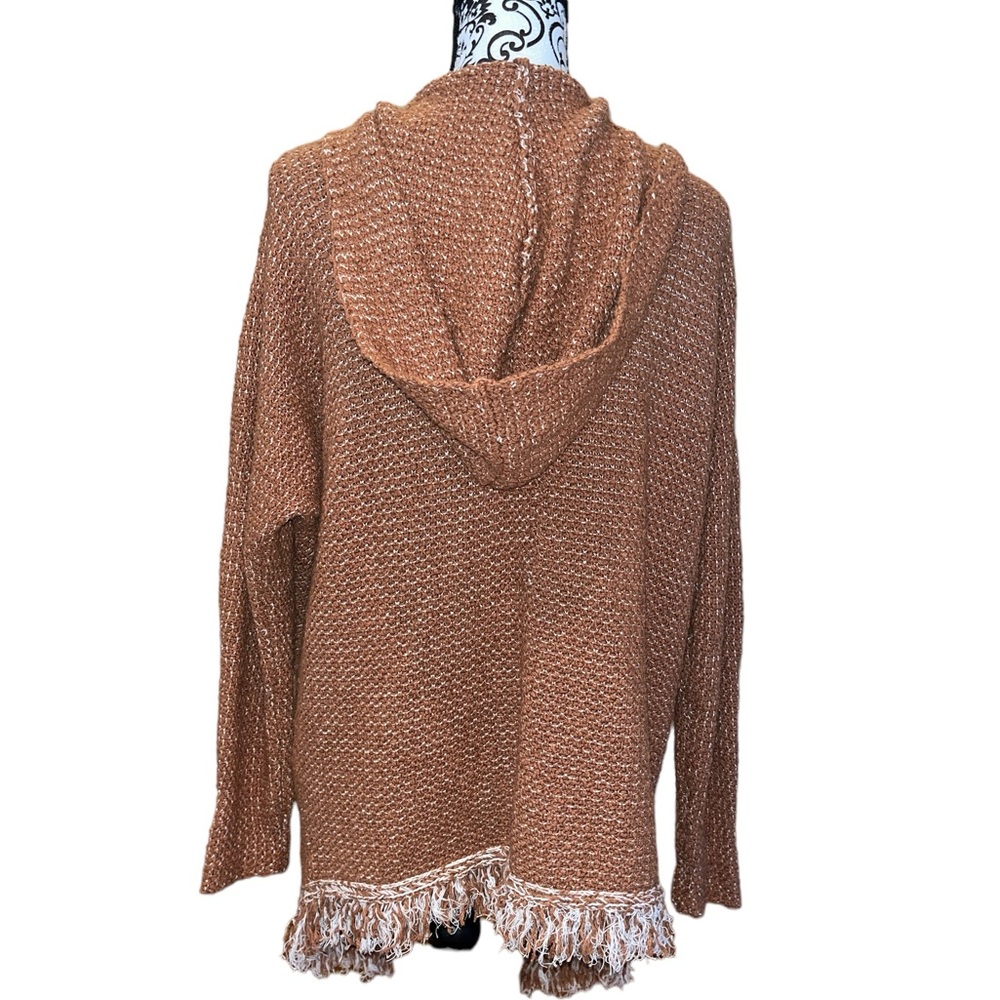 Free People Brown Speckled Hooded Fringe Cardigan/Sweater - Picture 5 of 9